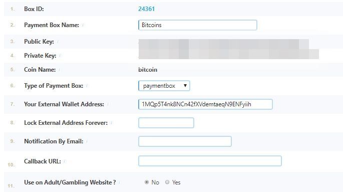 copiar el public key y private key