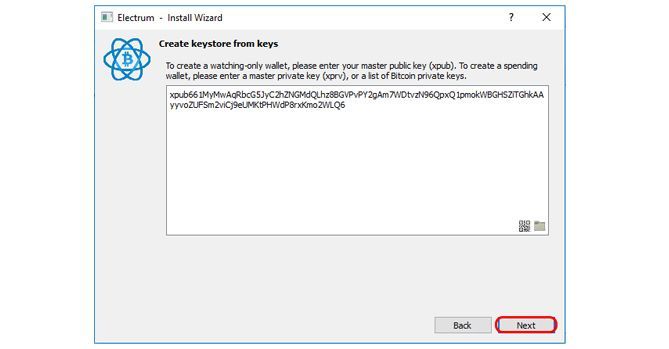 crear monedero con public key wath only