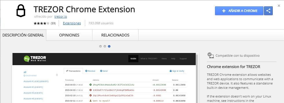 Instalar extensión para el navegador