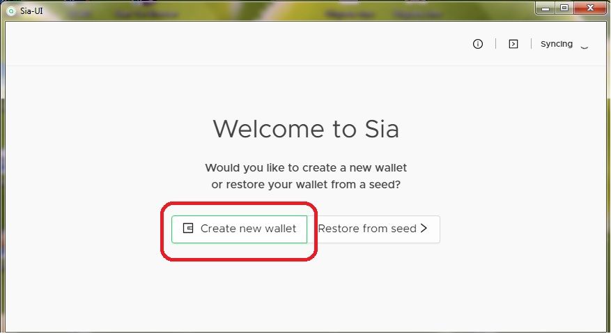 C - Crear nueva cartera Siacoin